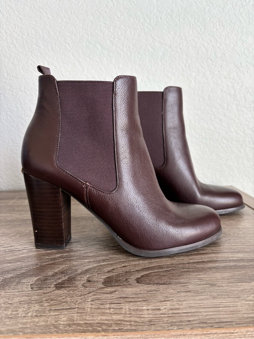 Michael Kors Women's Dark Brown Leather Block Heel Chelsea Boot